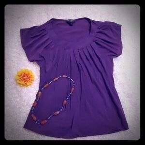 Banana Republic Purple Ruched Peplum Shirt